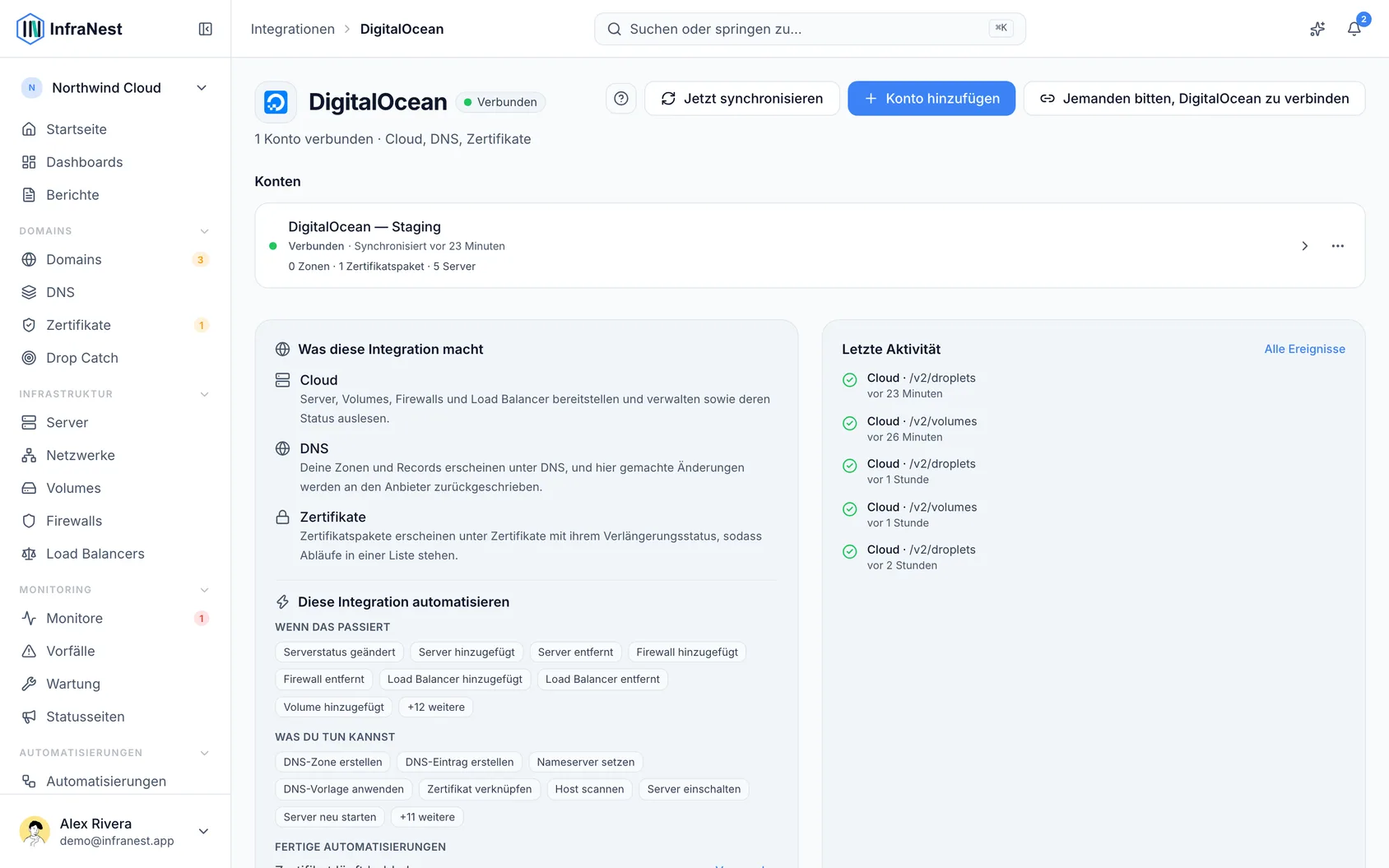 DigitalOcean verbinden