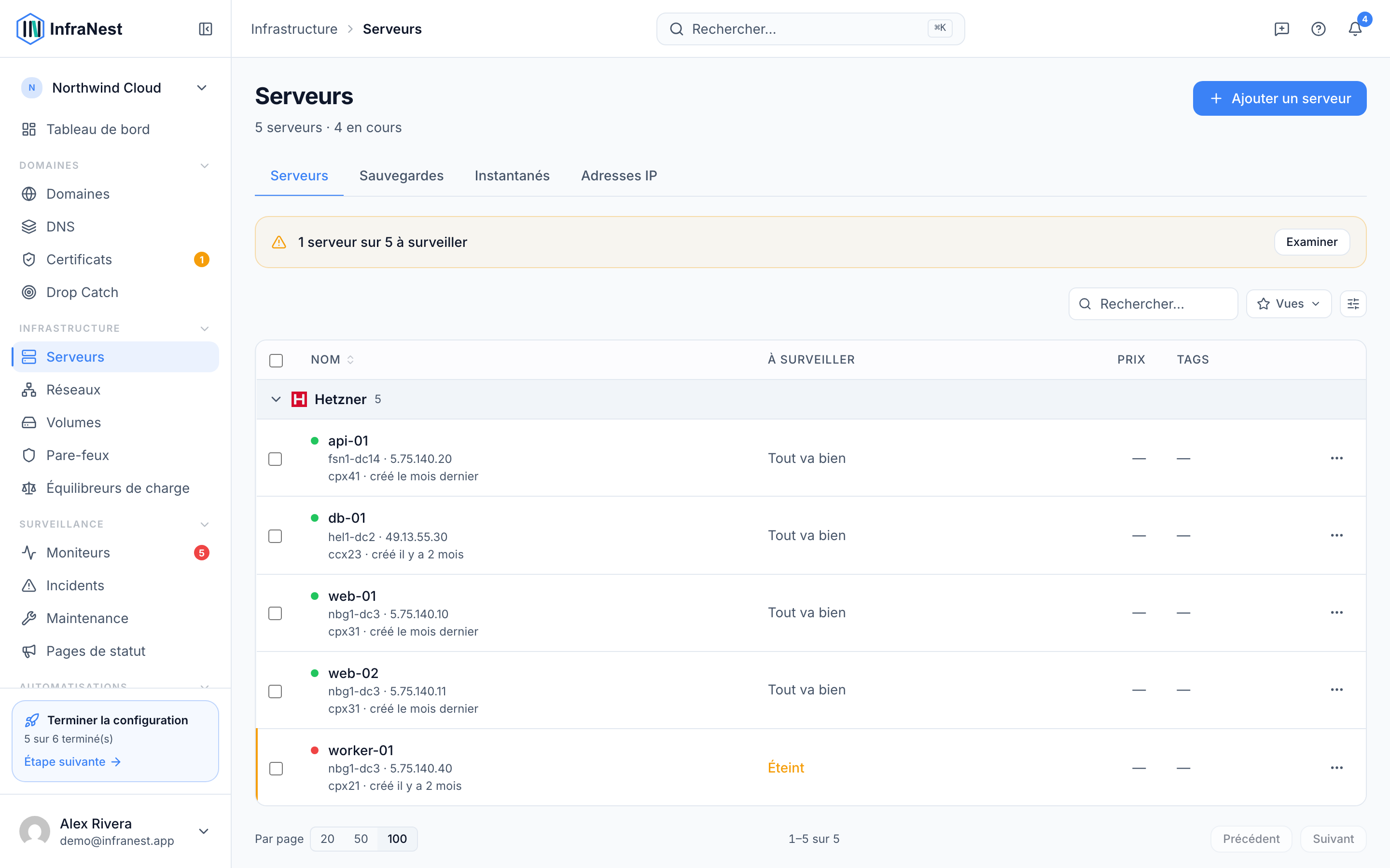 À propos des serveurs cloud