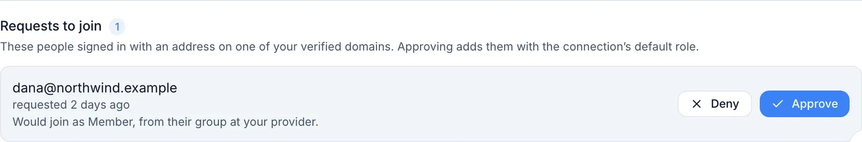 Approve requests to join your organization