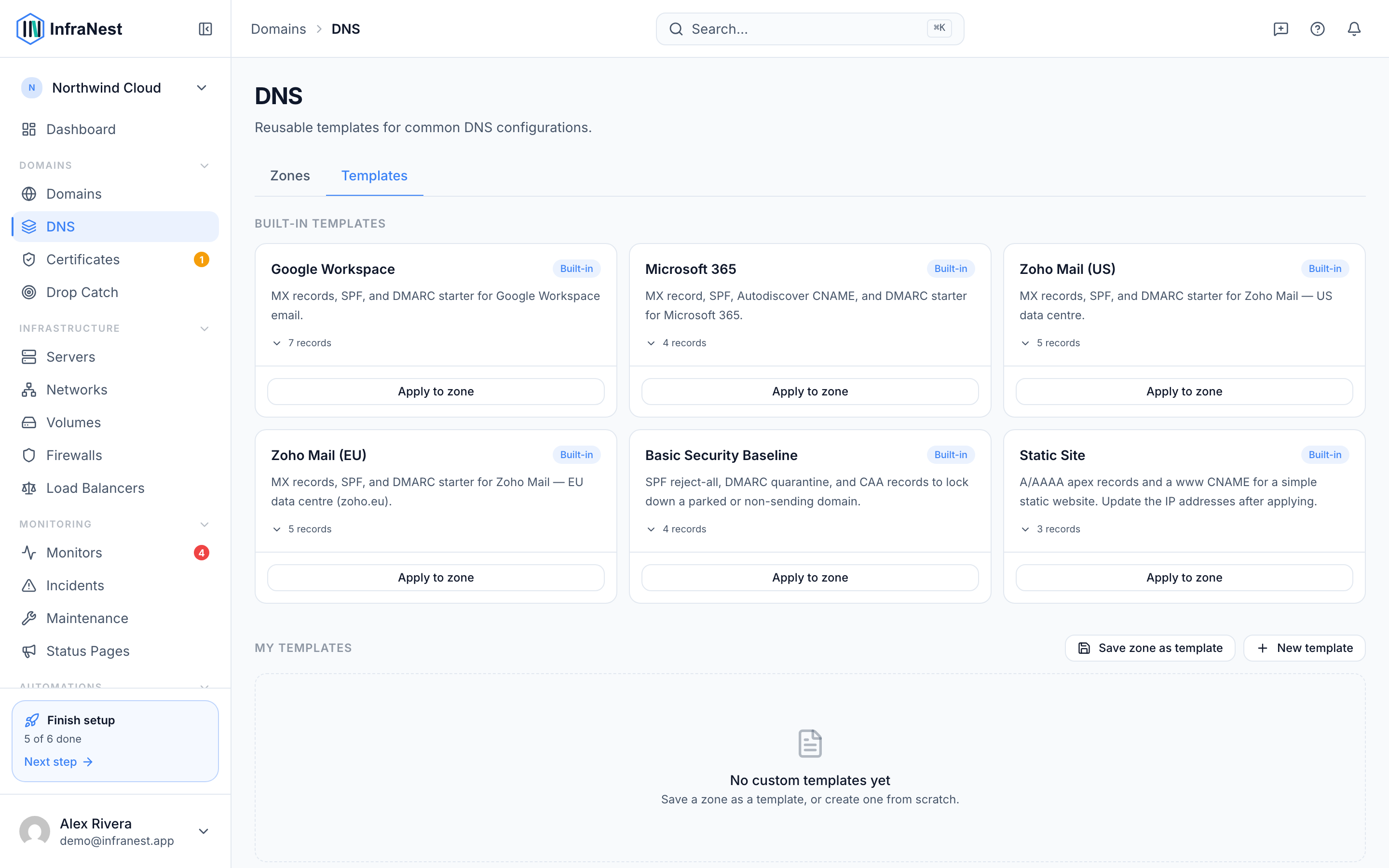 DNS templates