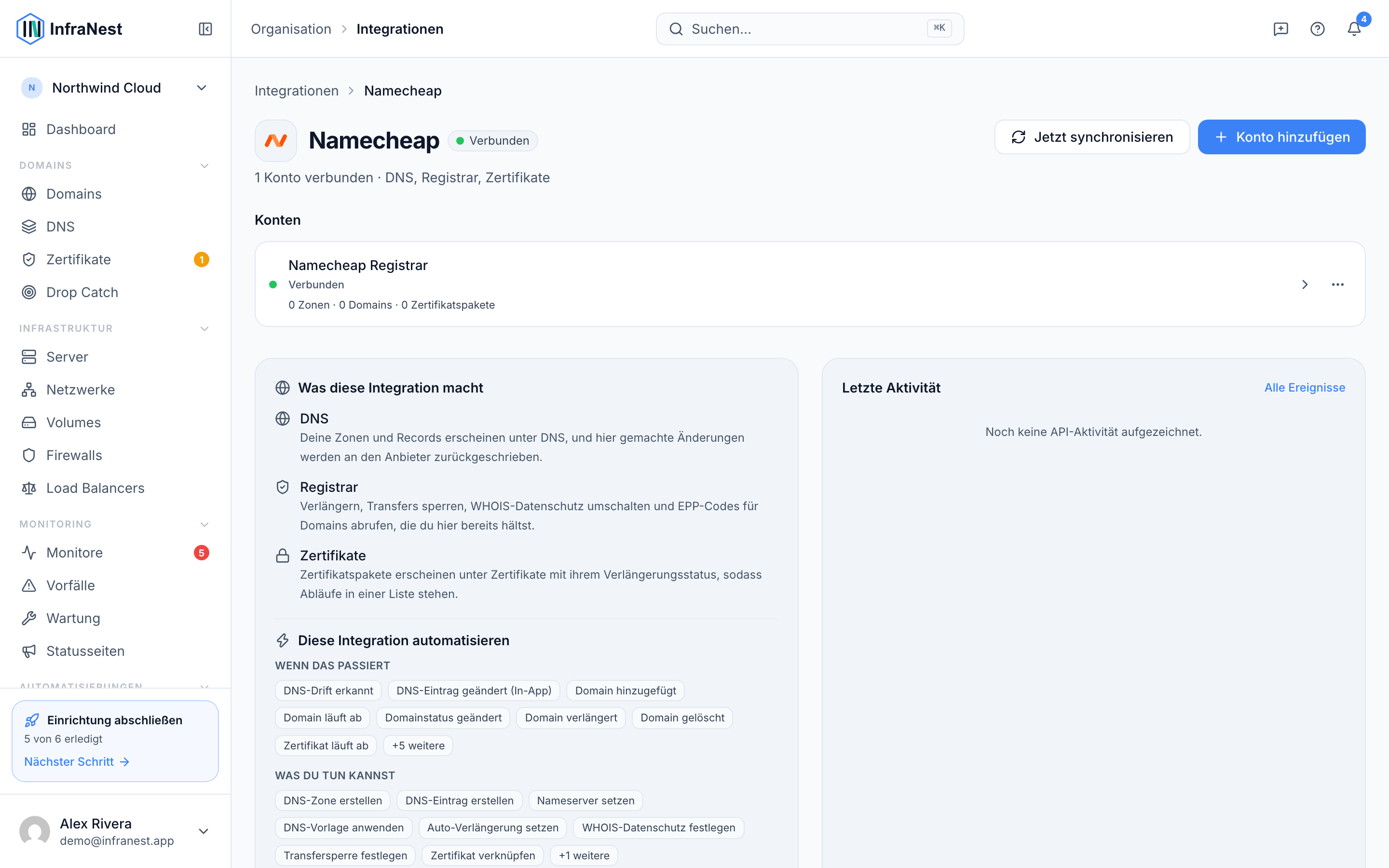 Namecheap verbinden