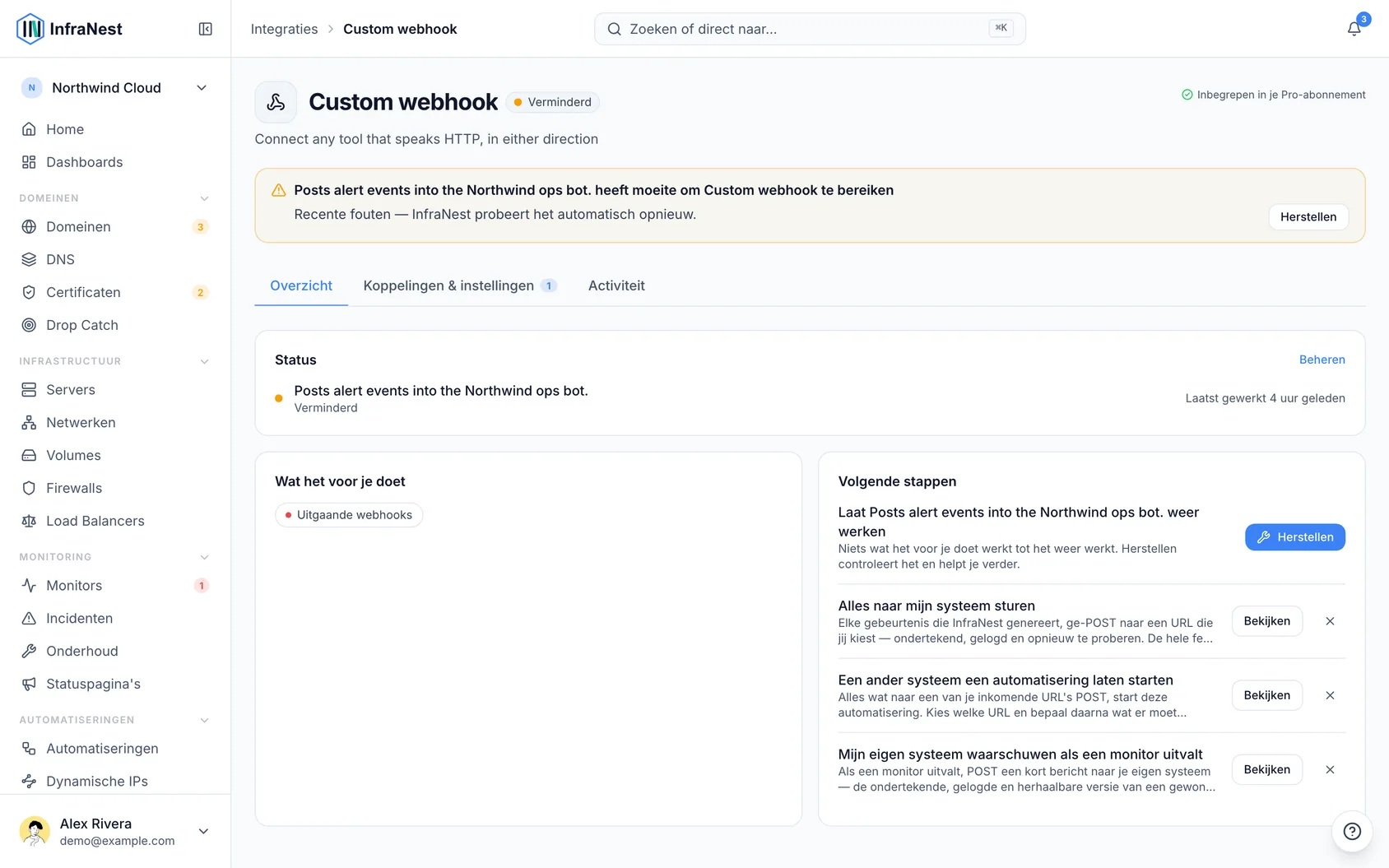 Een aangepaste webhook koppelen