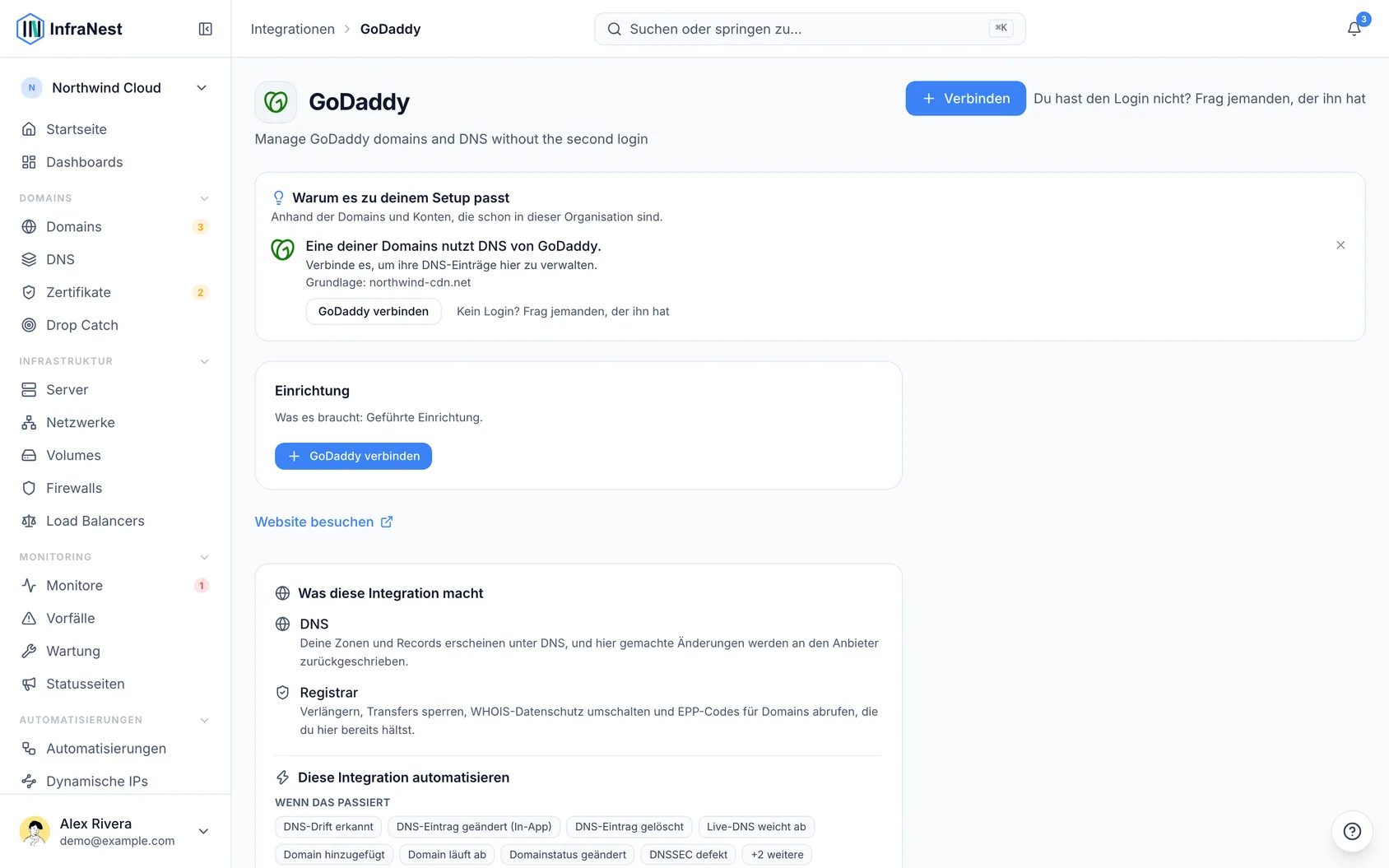 GoDaddy verbinden