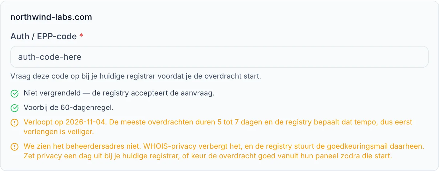 Een domein overdragen
