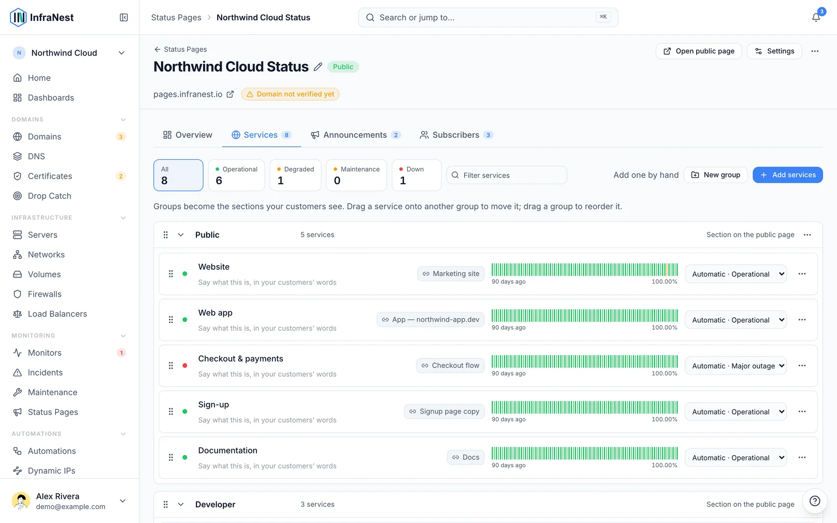About status pages (2)