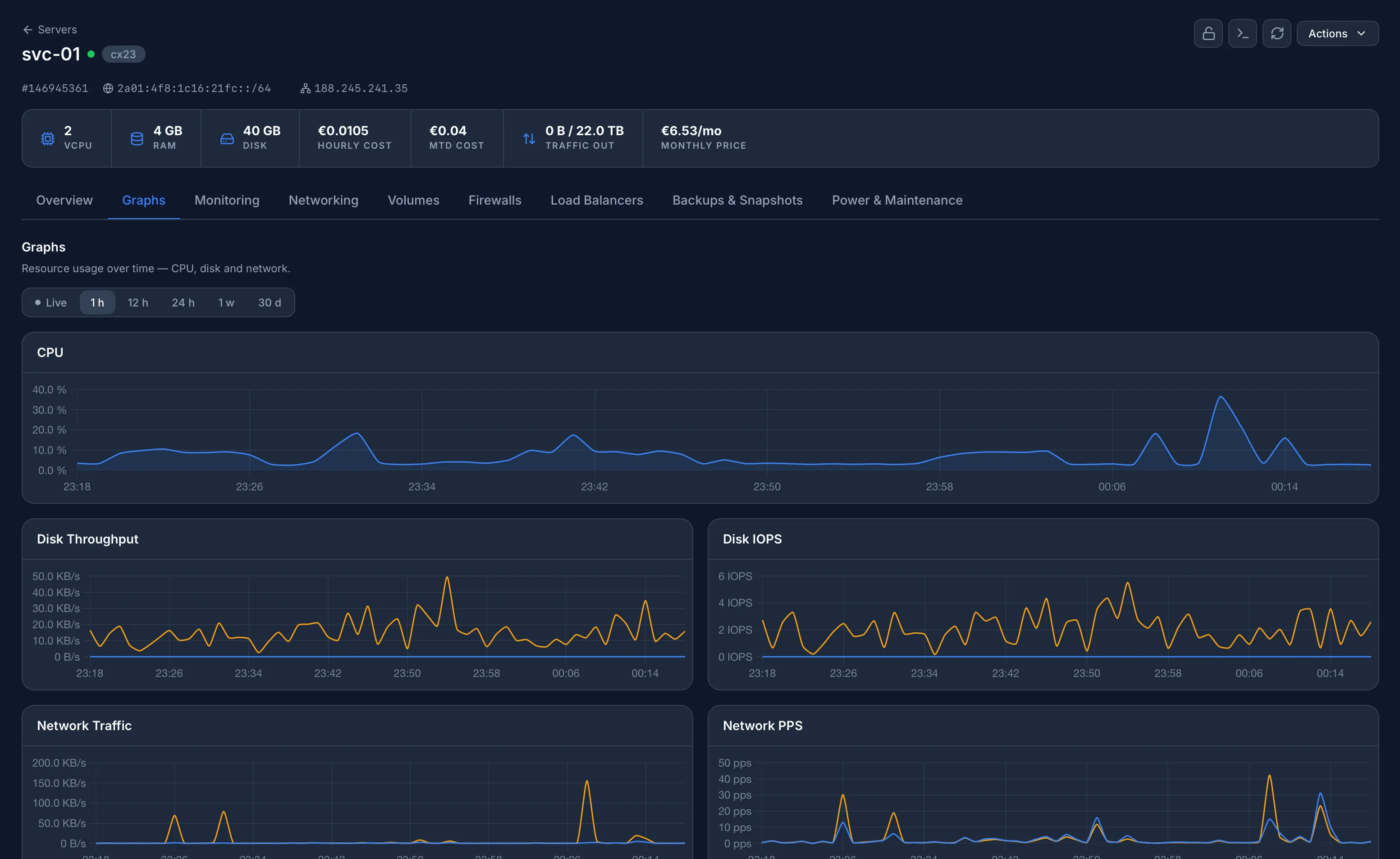 Volledige serverlevenscyclus & console — Servers & Cloud in InfraNest