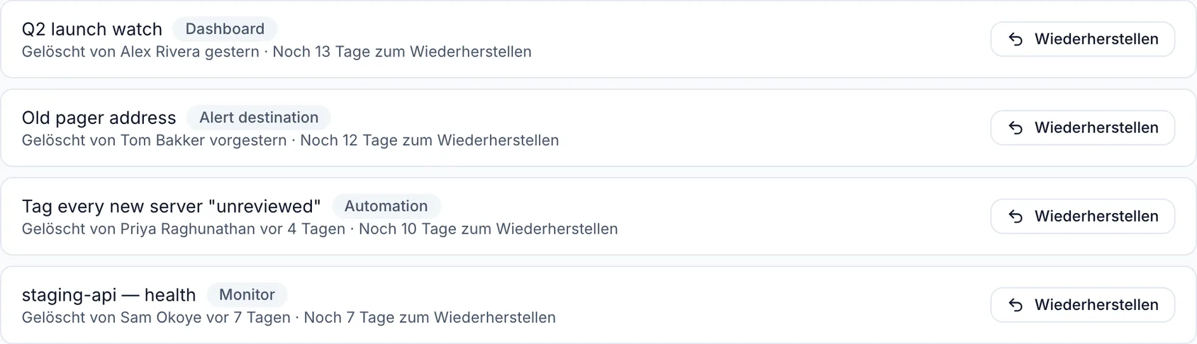 Etwas wiederherstellen, das du gelöscht hast