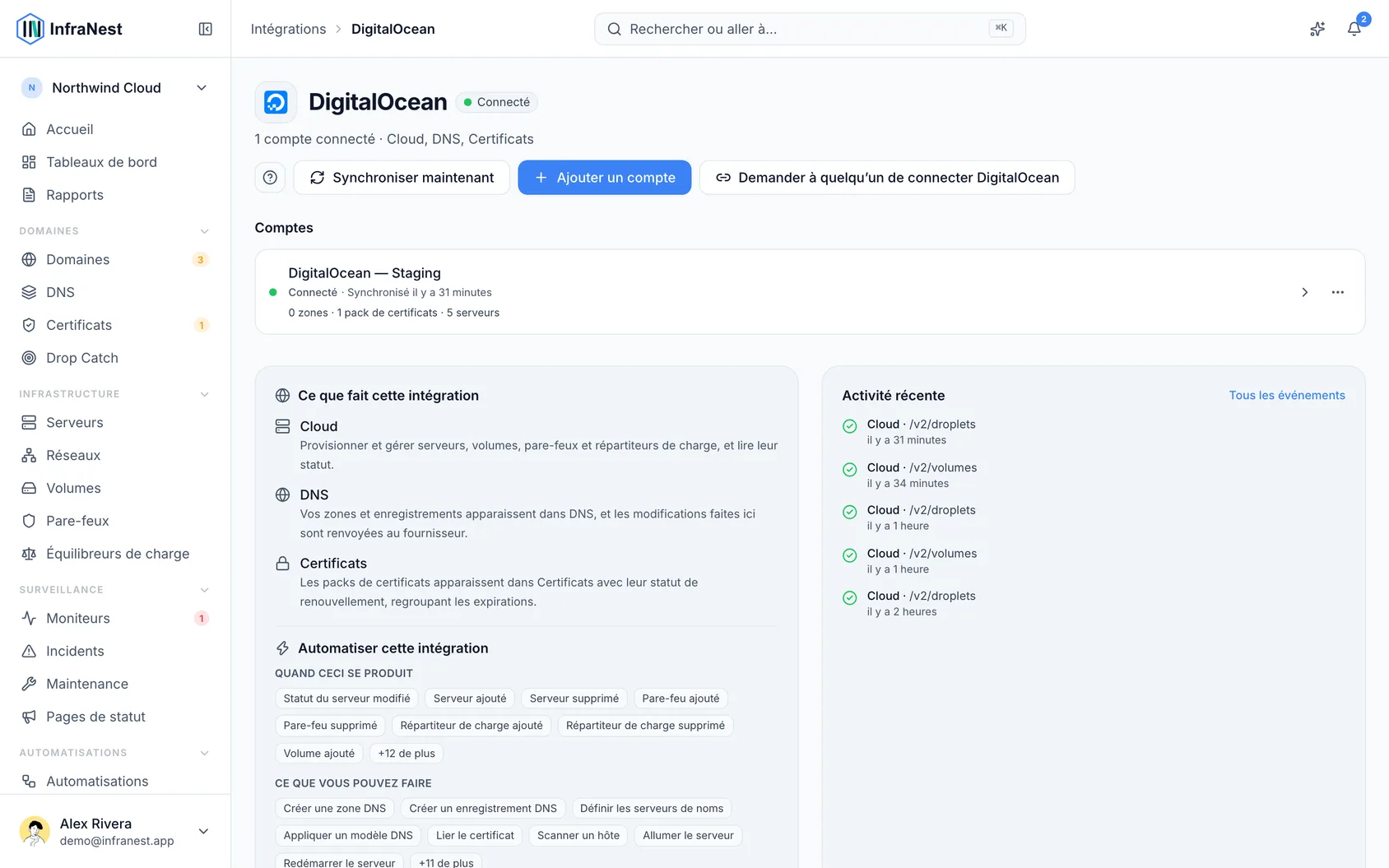 Connecter DigitalOcean