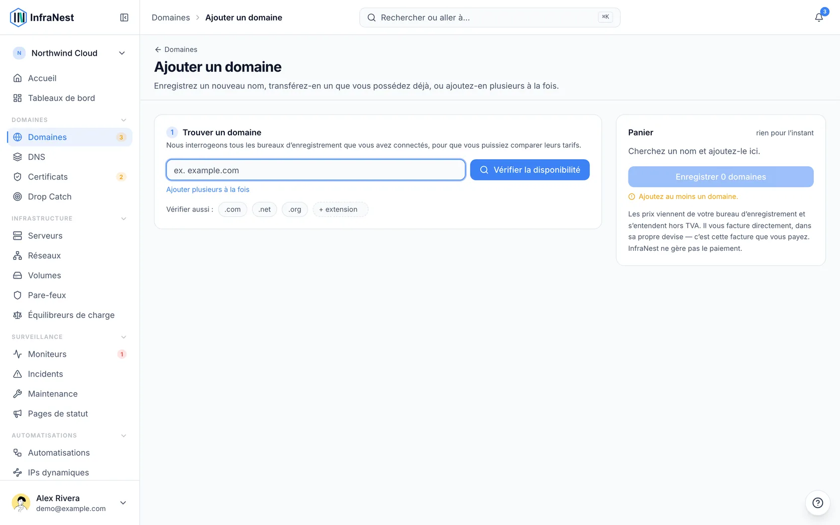 Ajouter et importer des domaines
