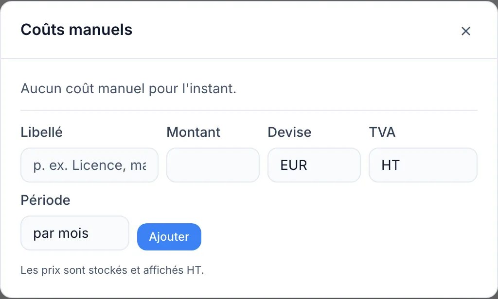 Enregistrer un abonnement partagé ou un coût ponctuel