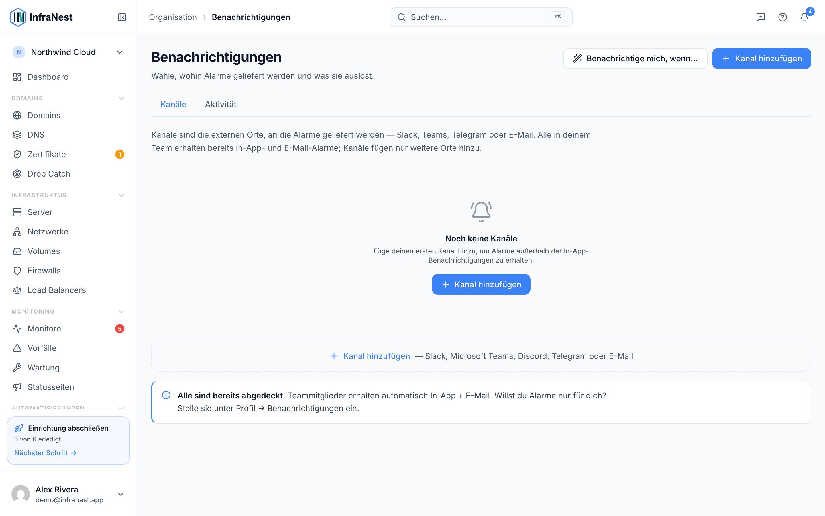 Benachrichtigungen und Ziele
