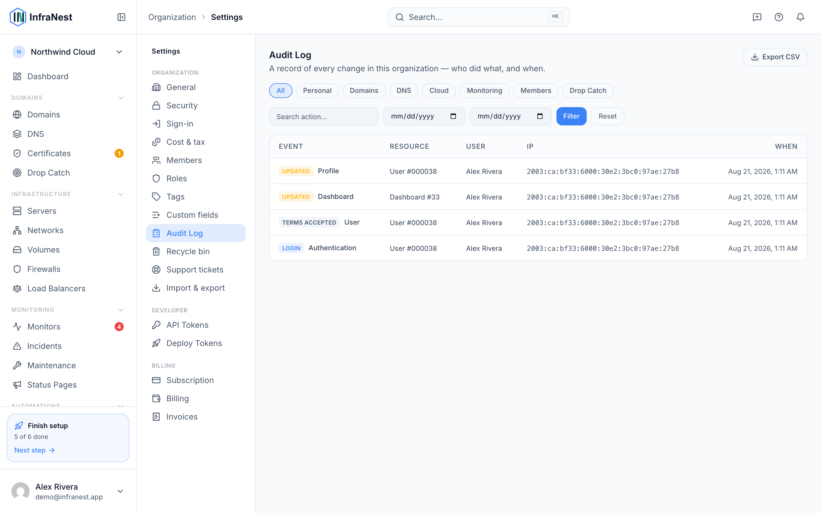 Audit log
