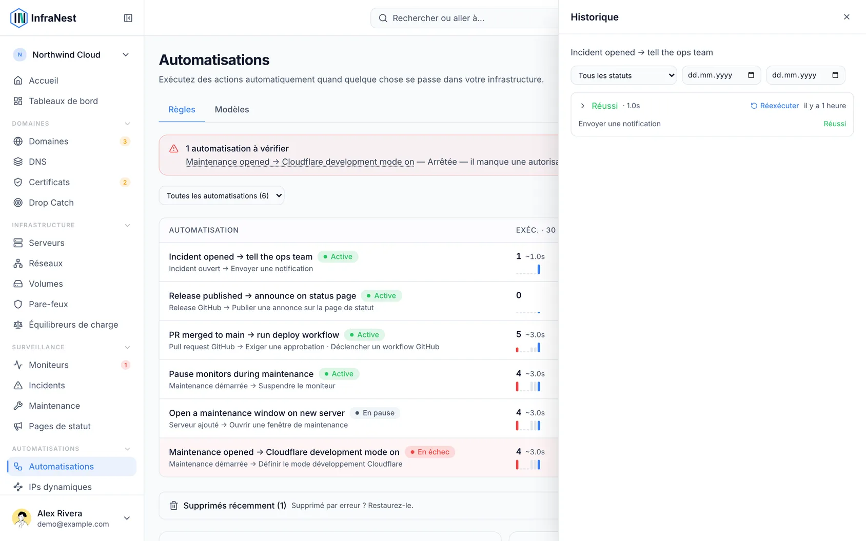 Vérifiez vos exécutions d'automatisation