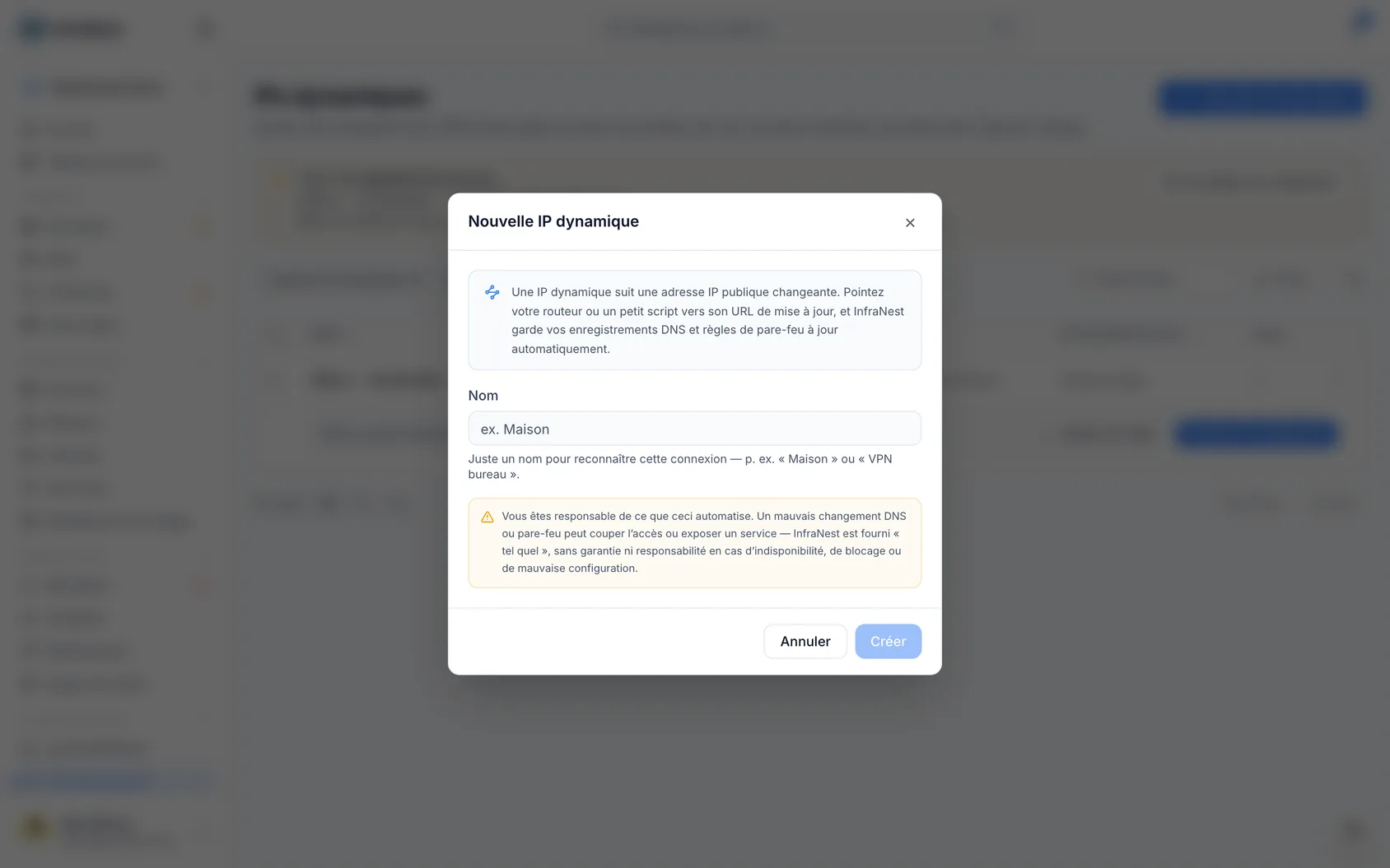 Configurer une IP dynamique