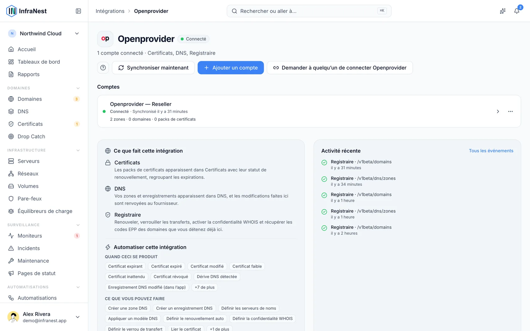 Connecter Openprovider