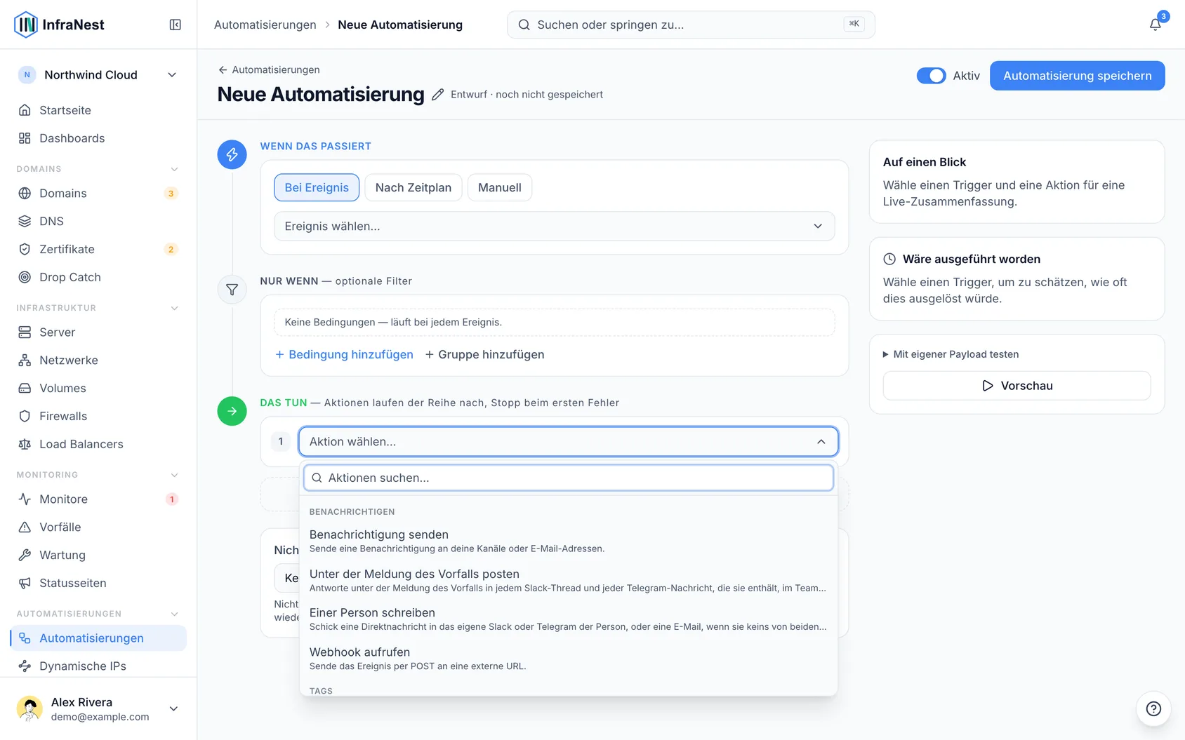Server über Automatisierungen steuern