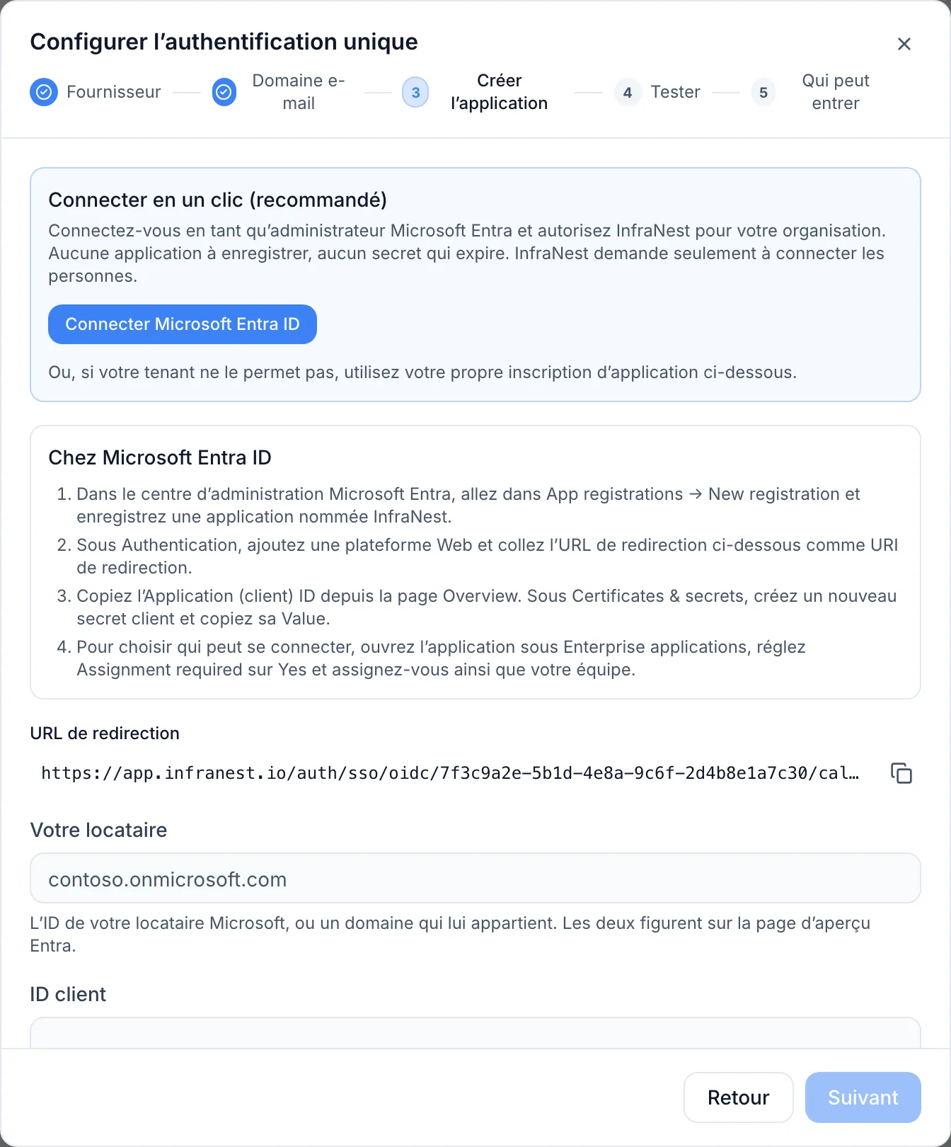 Se connecter à InfraNest avec Microsoft Entra ID