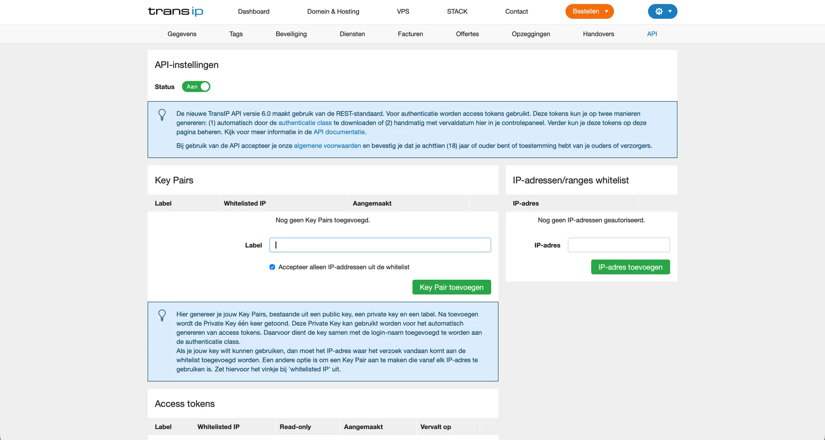 Create a TransIP API key (1)