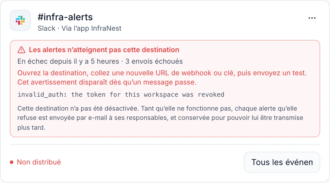 Une destination indique qu’elle n’est pas distribuée