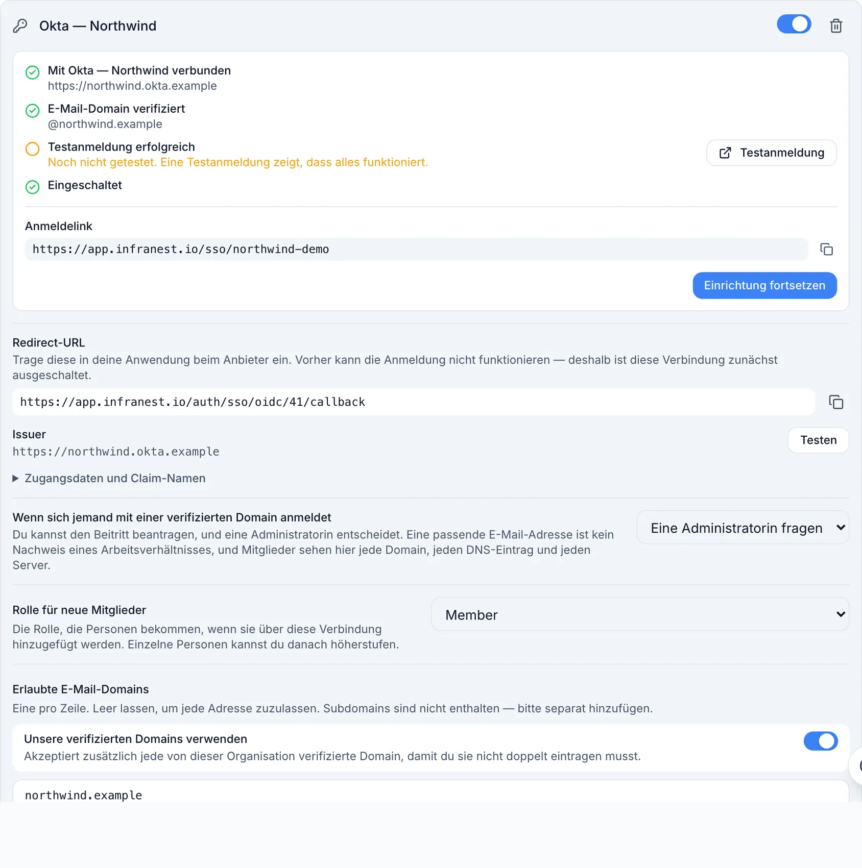 Single Sign-on und Anmeldeverbindungen