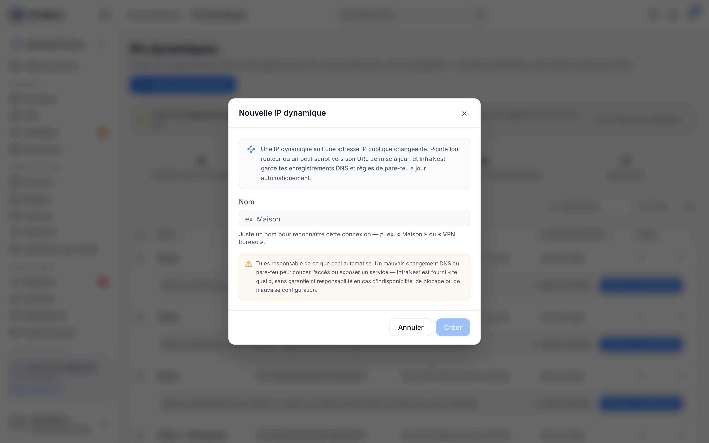 Configurer une IP dynamique