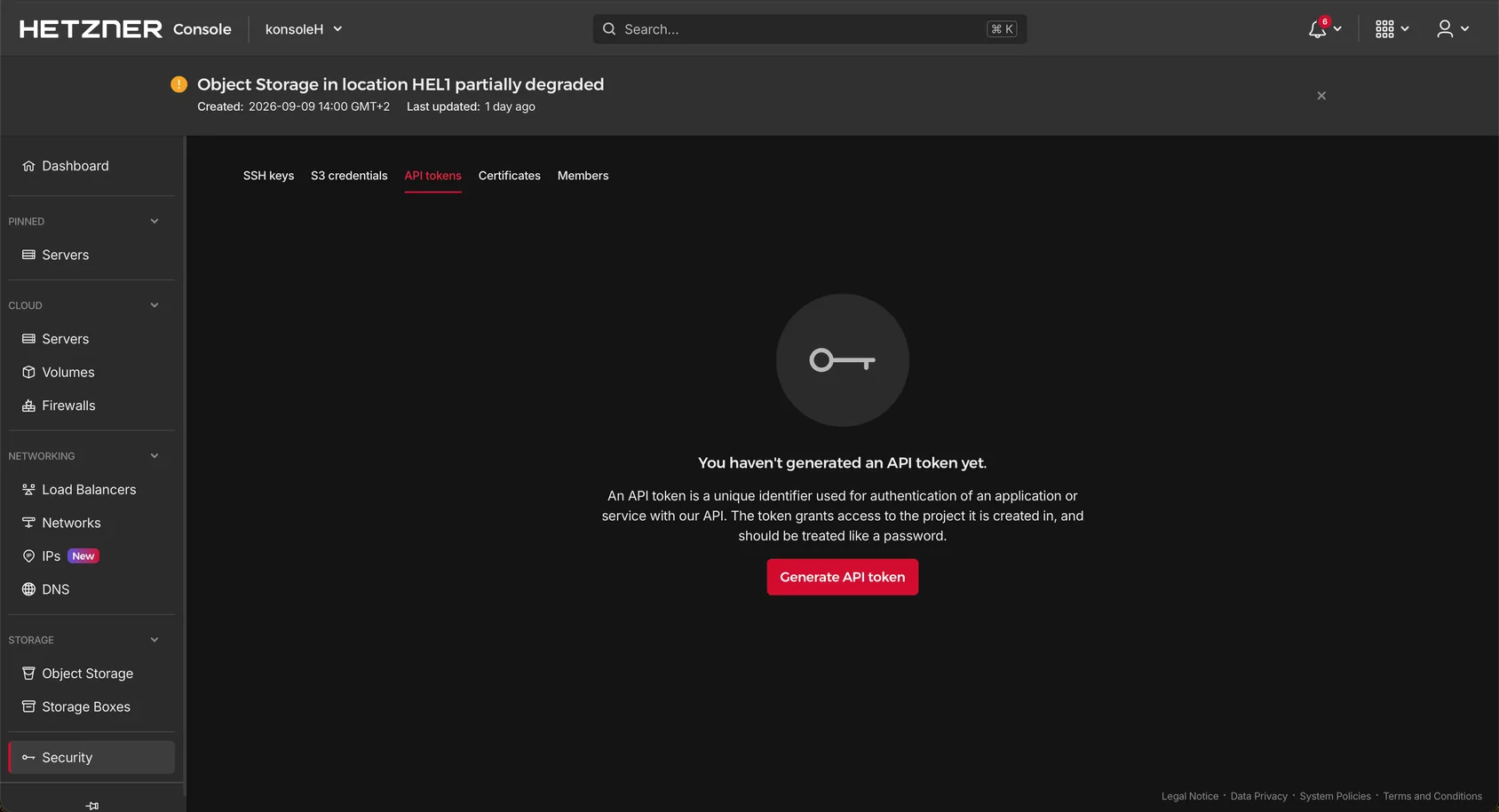 Create a Hetzner API token (1)