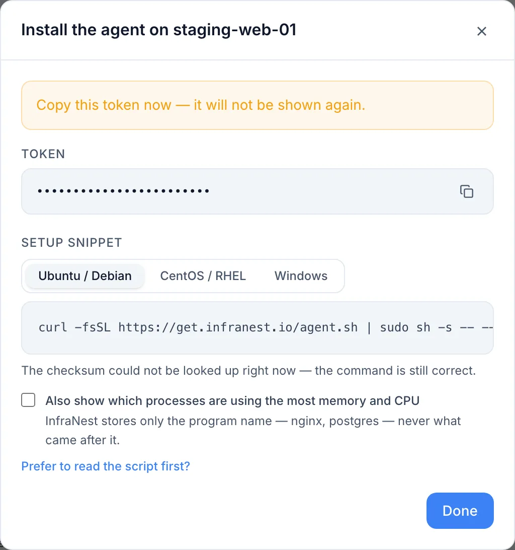 Get memory, disk space and load with the agent