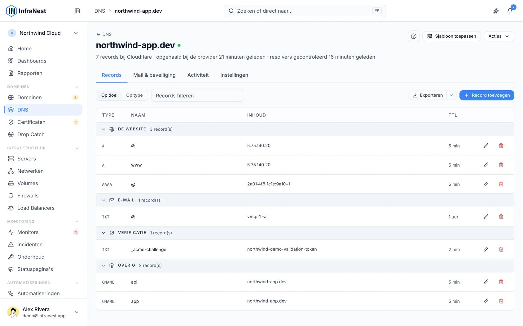 DNS-records toevoegen en bewerken