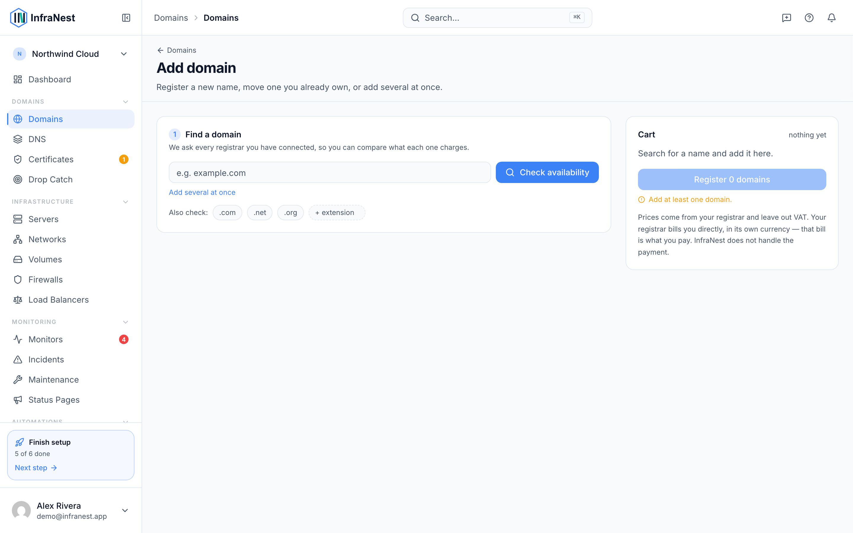 Register a new domain