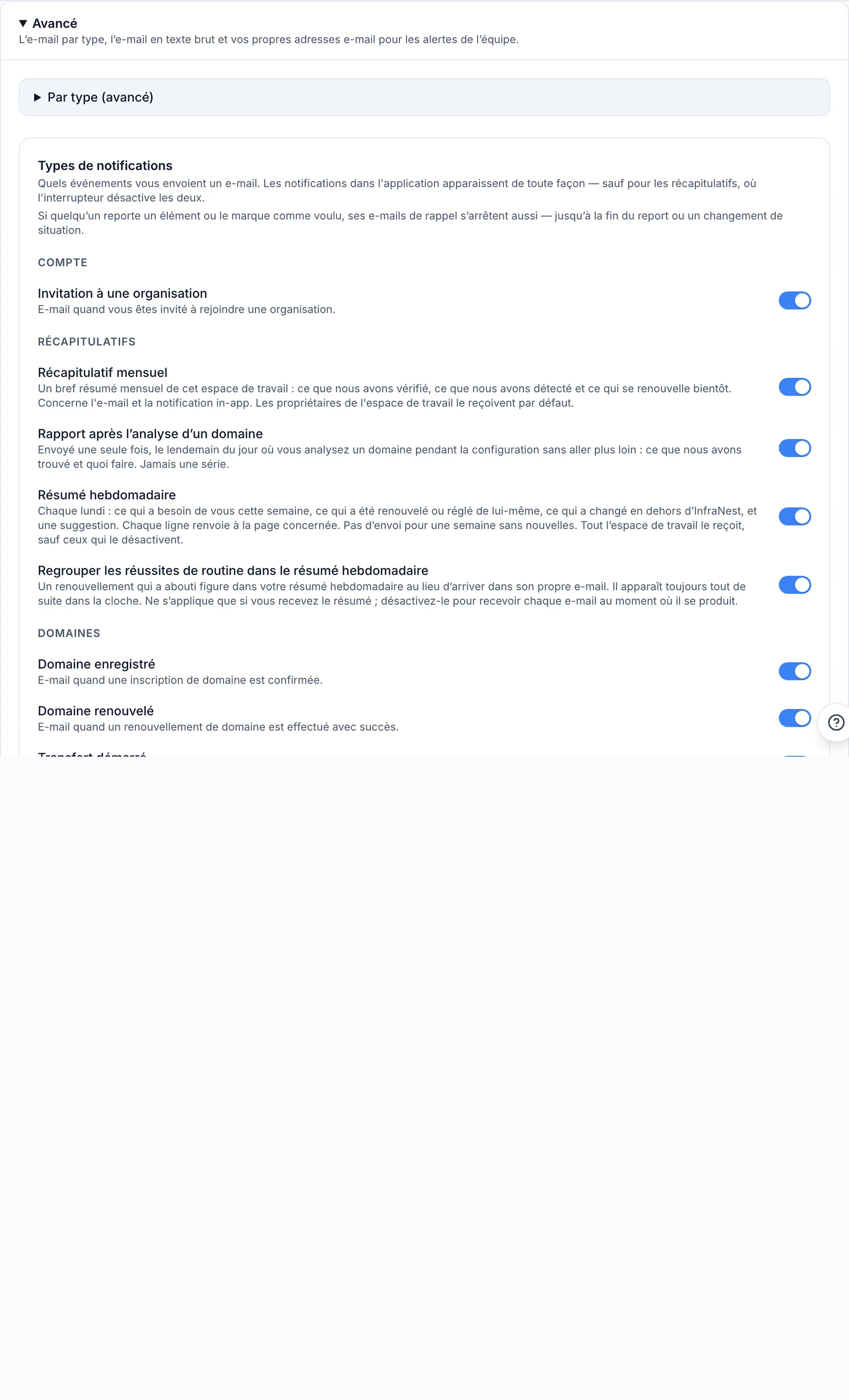 Vos paramètres de notification